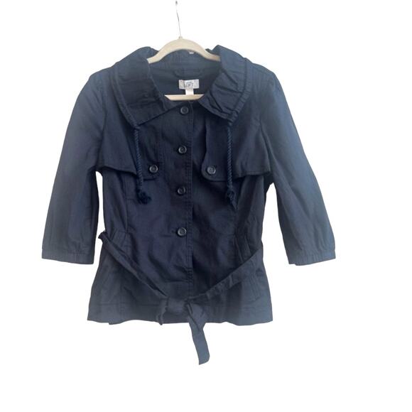 LOFT Jackets & Blazers - Loft Navy Jacket Elbow Length Sleeve Button Down Jacket with Waist Belt